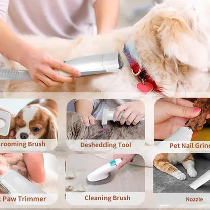 Grooming Vacuum Pet Groomer 7-In-1 for Dogs & Cats with Multi-Pack Attachments for Shedding Grooming and Pet Care, Effortless Grooming & Hair Collection, 6 Guide Combs, Complete Home Grooming Design & Paw Trimme